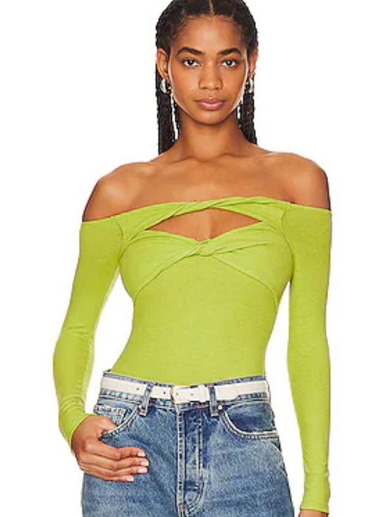 Lovers + Friends Tops - Lovers + Friends Daphne Bodysuit in Yellow Green